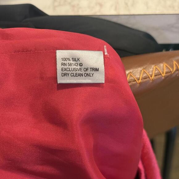 Muse Cherry Red Embroidered Fringe Skirt Size 12 NWT 100% Silk Vintage - Picture 3 of 4